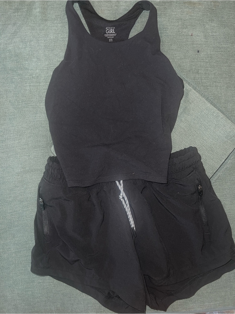 Athleta Girls Black Athletic Tank Top & Shorts Matching Set